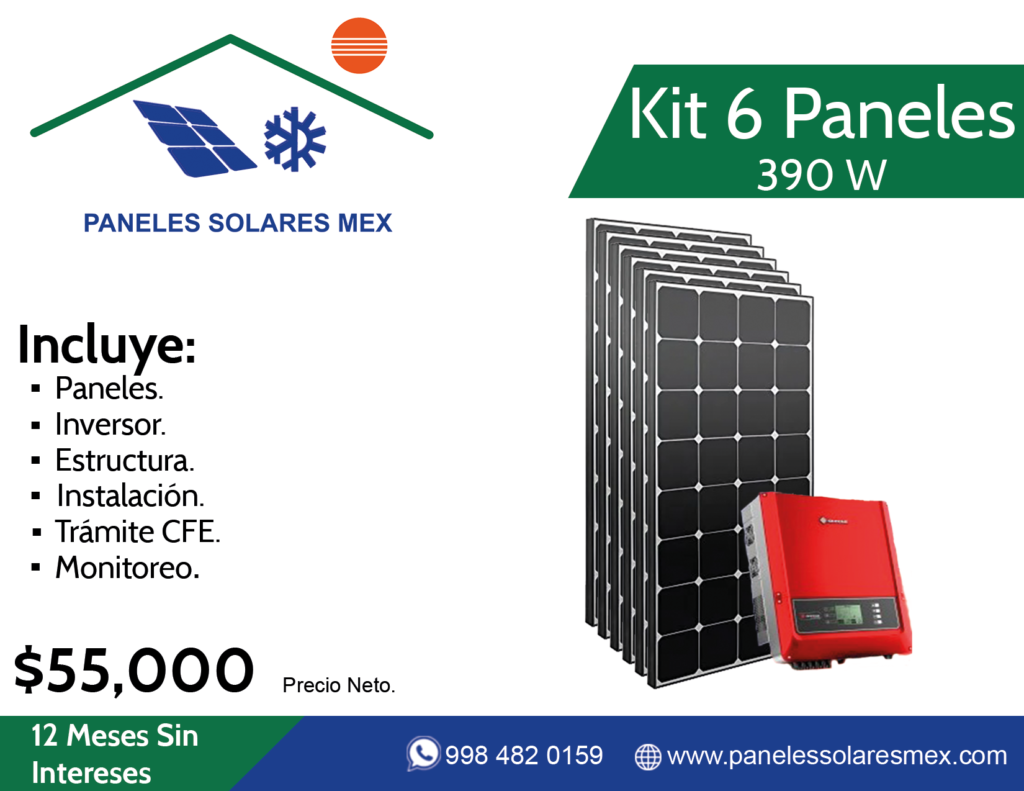 Kit 6 Paneles Solares 390 W